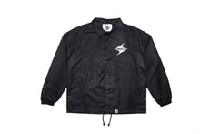 Load image into Gallery viewer, Coach Jacket with White Logo, Black, Front View