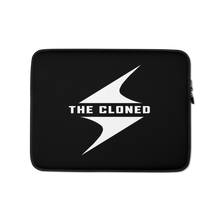 Load image into Gallery viewer, Black laptop sleeve with white cloned logo