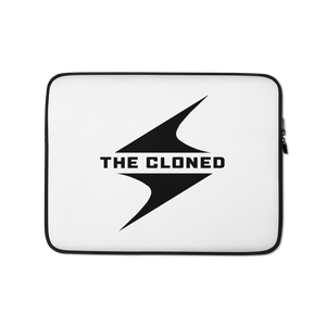 13 inch White laptop sleeve with black cloned logo