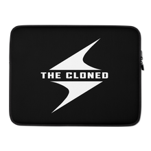 Load image into Gallery viewer, 15 inch Black laptop sleeve with white cloned logo