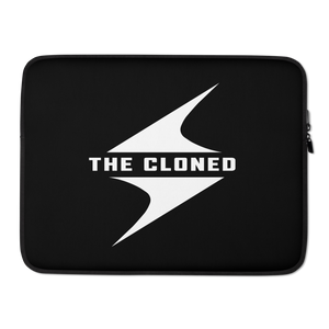 15 inch Black laptop sleeve with white cloned logo