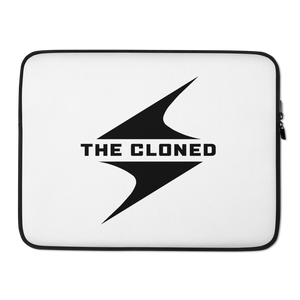 15 inch White laptop sleeve with black cloned logo